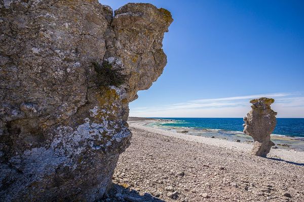 Bibikow, Walter 아티스트의 Sweden-Faro Island-Langhammars Area-Langhammar coastal limestone rauk rock작품입니다.